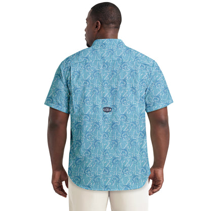 Izod BIG & TALL SUNSHIELD PERFORMANCE S/S PRINTED BUTTON-DOWN SHIRT - MILKY