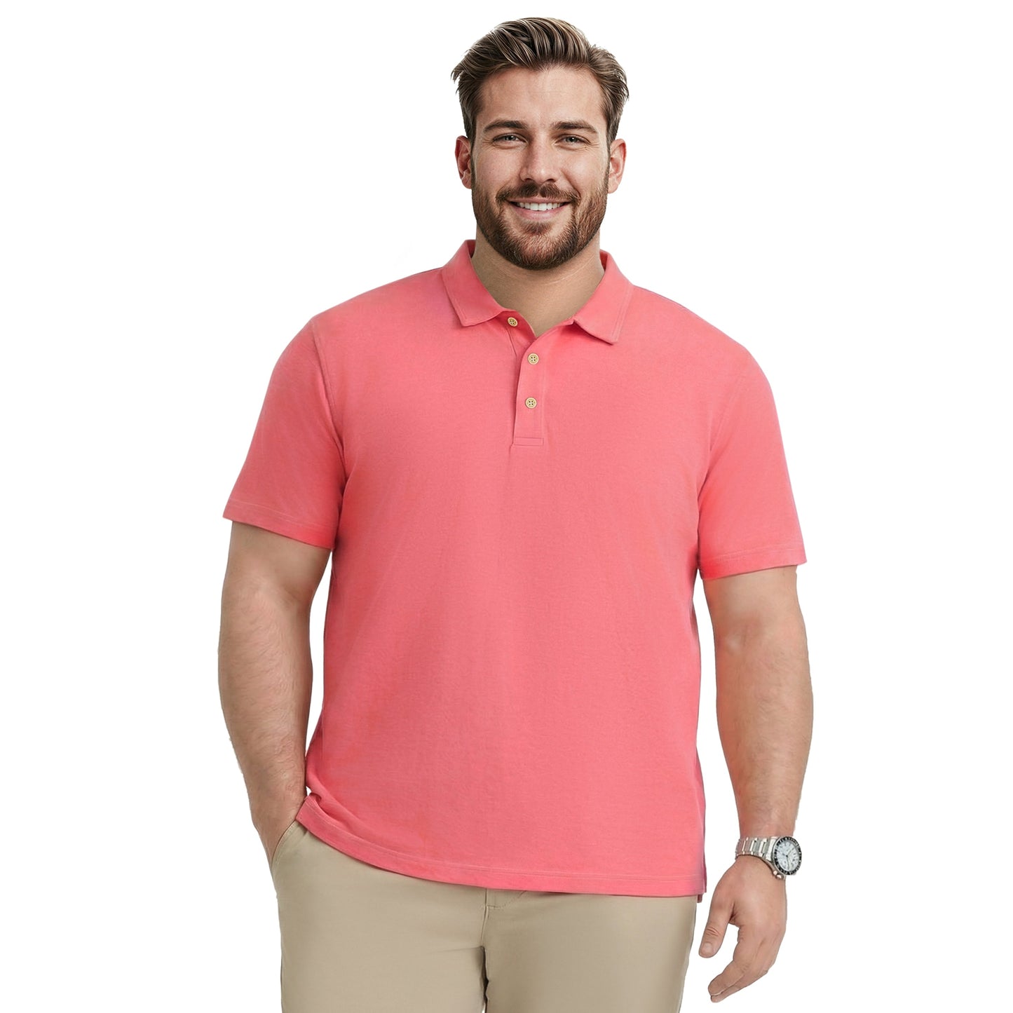 Izod BIG & TALL DOCKSIDE SLUB S/S POLO - HOLLY BERRY