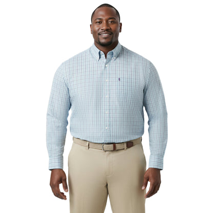 Izod BIG & TALL PERFORMANCE COMFORT L/S BUTTON-DOWN SHIRT - TANAGER TURQUOI