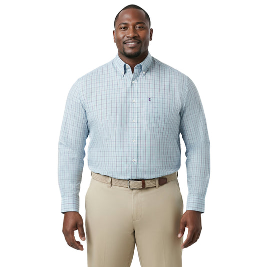 Izod BIG & TALL PERFORMANCE COMFORT L/S BUTTON-DOWN SHIRT - TANAGER TURQUOI