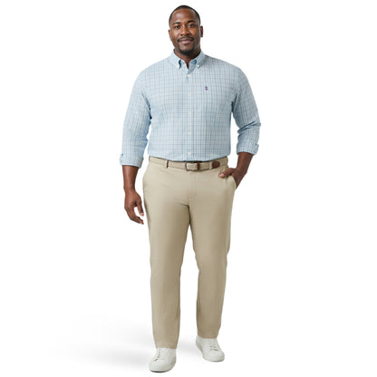 Izod BIG & TALL PERFORMANCE COMFORT L/S BUTTON-DOWN SHIRT - TANAGER TURQUOI