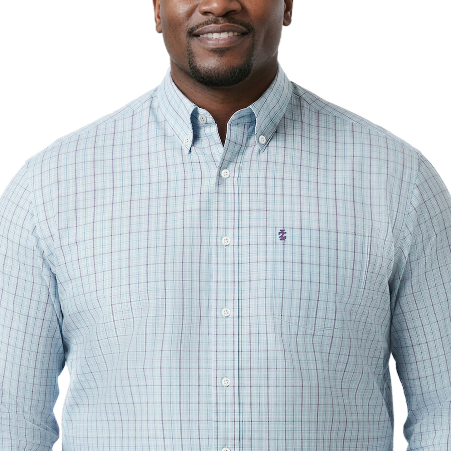 Izod BIG & TALL PERFORMANCE COMFORT L/S BUTTON-DOWN SHIRT - TANAGER TURQUOI