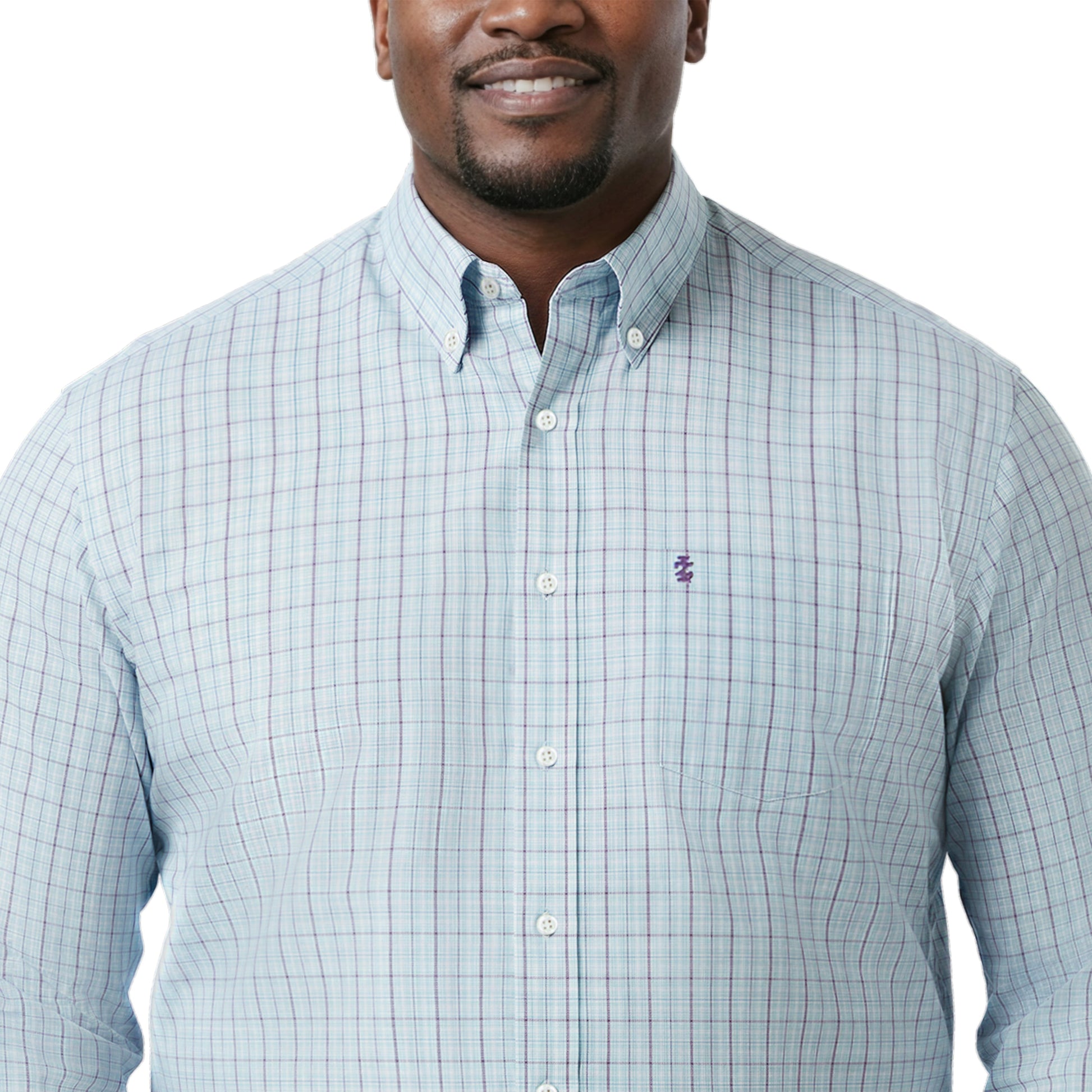 Izod BIG & TALL PERFORMANCE COMFORT L/S BUTTON-DOWN SHIRT - TANAGER TURQUOI