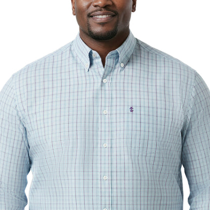 Izod BIG & TALL PERFORMANCE COMFORT L/S BUTTON-DOWN SHIRT - TANAGER TURQUOI