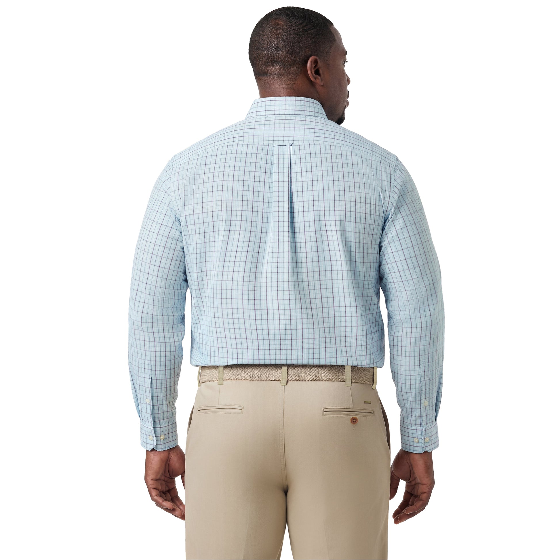 Izod BIG & TALL PERFORMANCE COMFORT L/S BUTTON-DOWN SHIRT - TANAGER TURQUOI