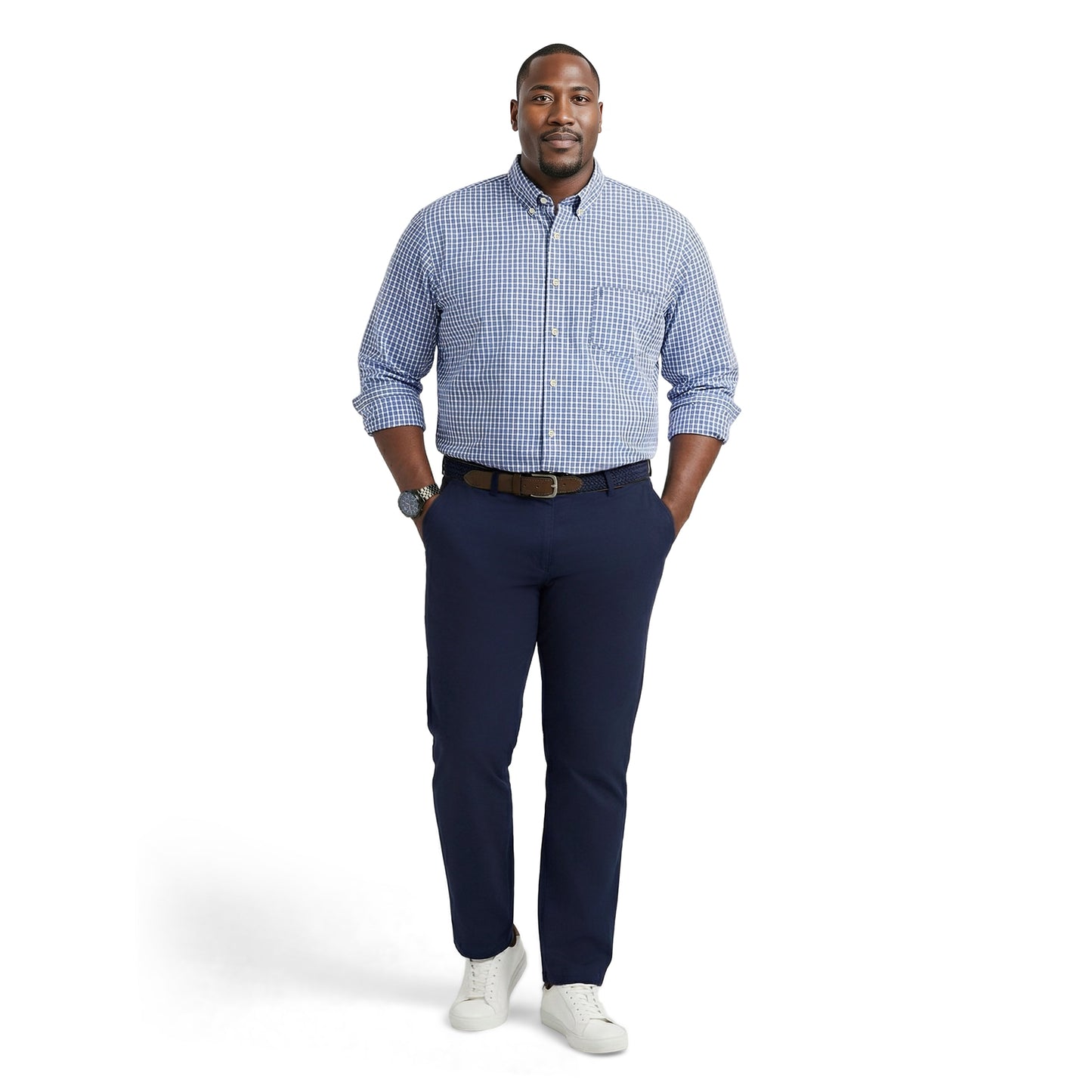 Izod BIG & TALL PERFORMANCE COMFORT L/S BUTTON-DOWN SHIRT - REGATTA