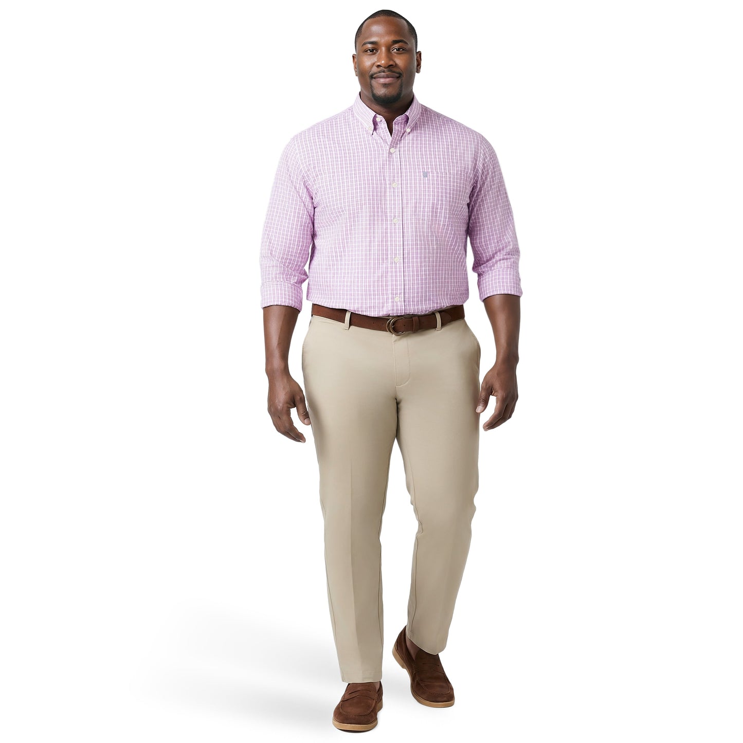 Izod BIG & TALL PERFORMANCE COMFORT L/S BUTTON-DOWN SHIRT - PINK LEMONADE