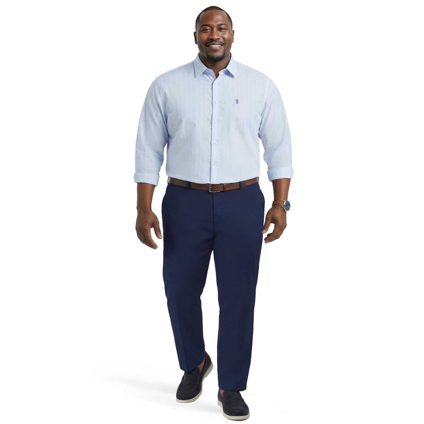 Izod BIG & TALL LUXURY SPORT L/S BUTTON-DOWN SHIRT - CHAMBRAY BLUE