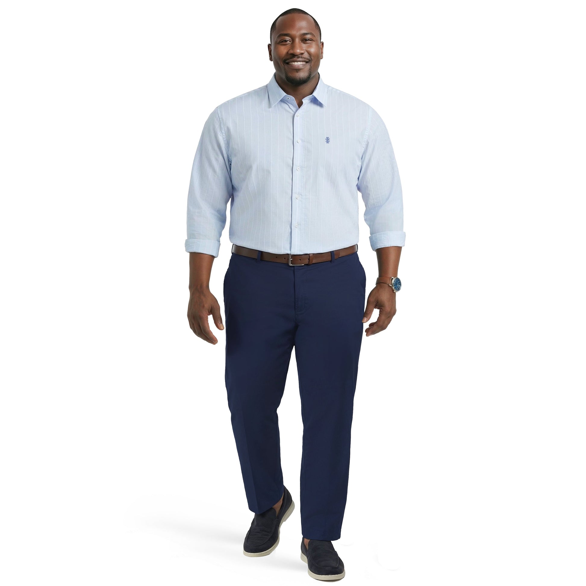 Izod BIG & TALL LUXURY SPORT L/S BUTTON-DOWN SHIRT - CHAMBRAY BLUE