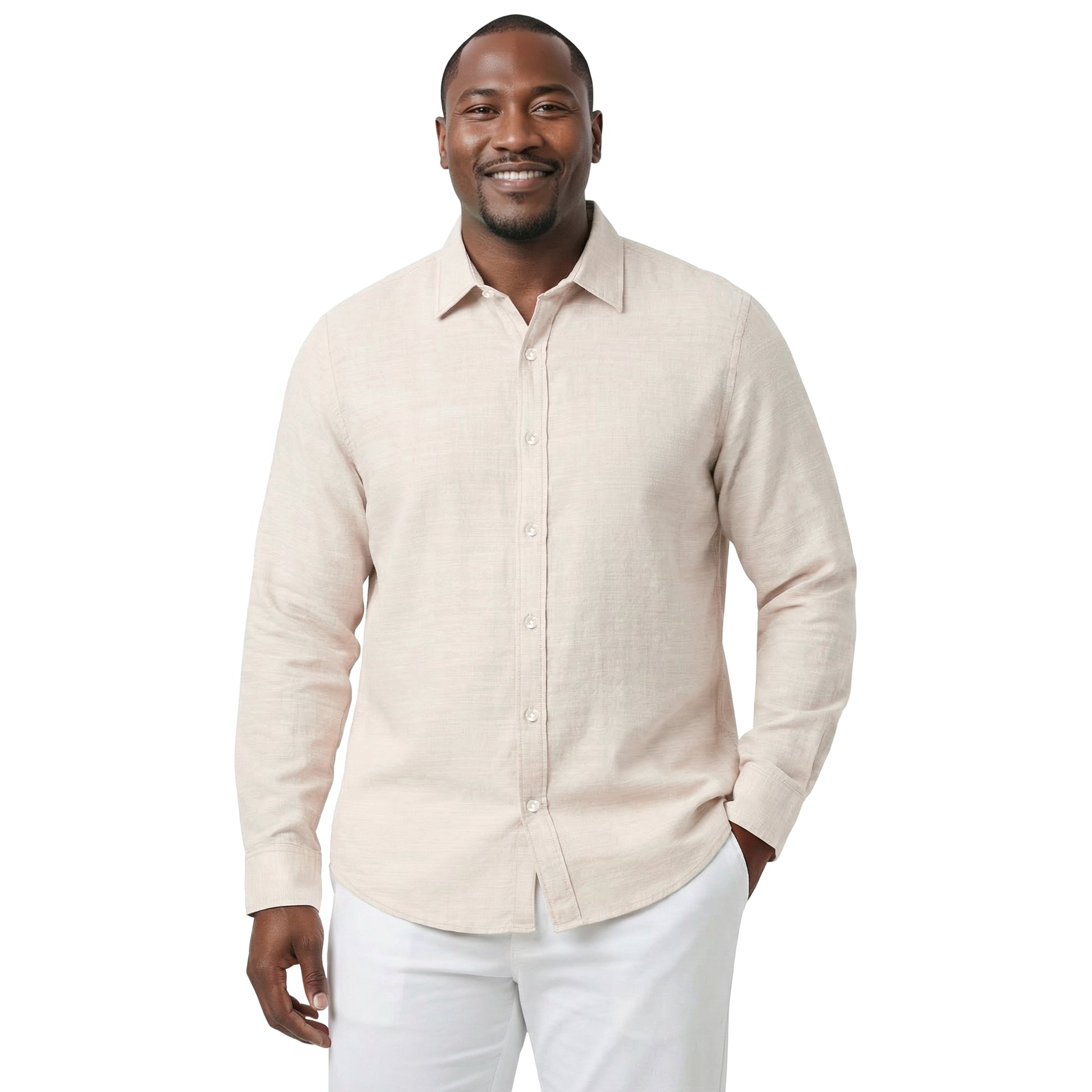 Izod BIG & TALL LUXURY SPORT L/S BUTTON-DOWN SHIRT - CROCKERY