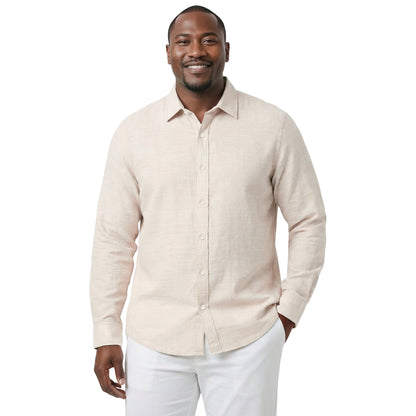 Izod BIG & TALL LUXURY SPORT L/S BUTTON-DOWN SHIRT - CROCKERY