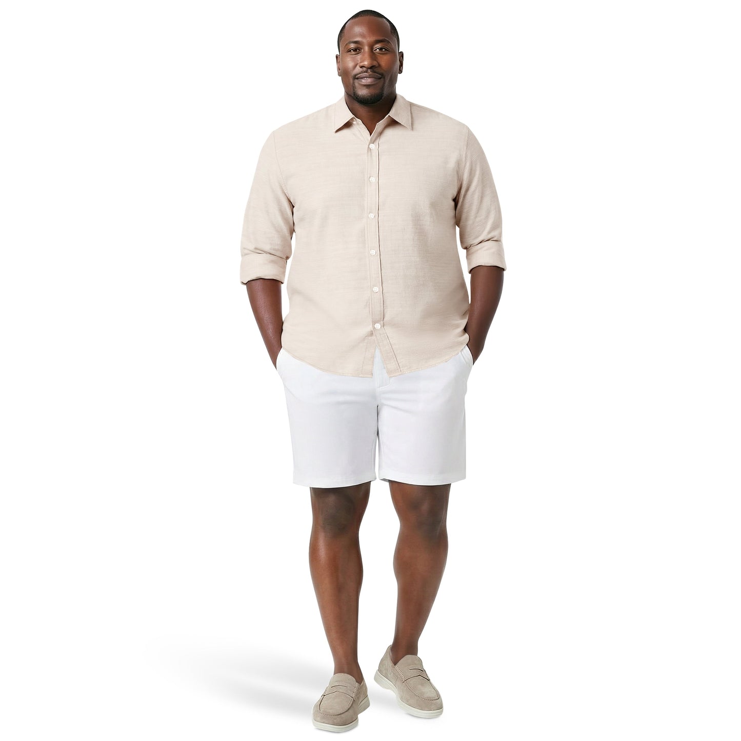Izod BIG & TALL LUXURY SPORT L/S BUTTON-DOWN SHIRT - CROCKERY