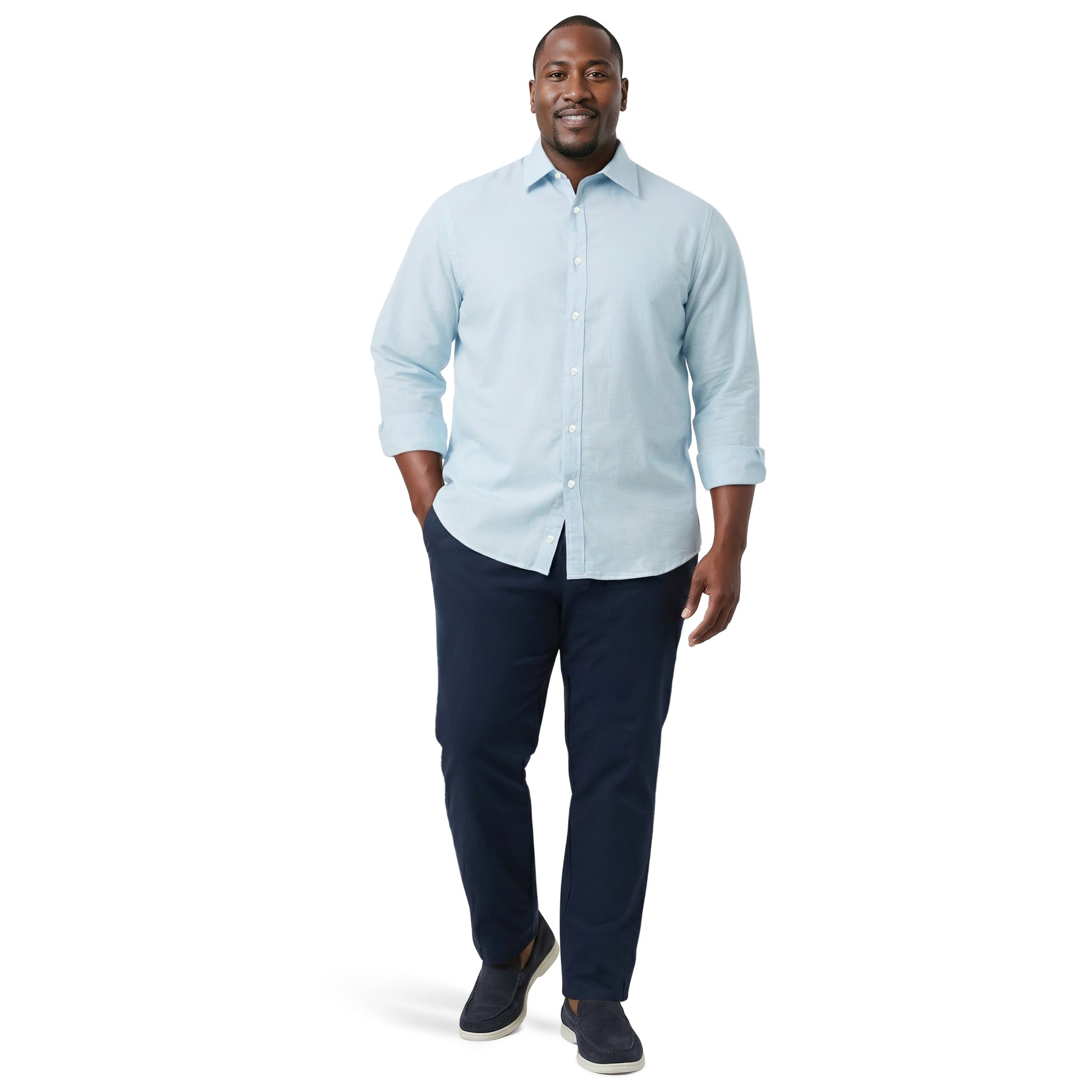 Izod BIG & TALL LUXURY SPORT L/S BUTTON-DOWN SHIRT - MILKY BLUE