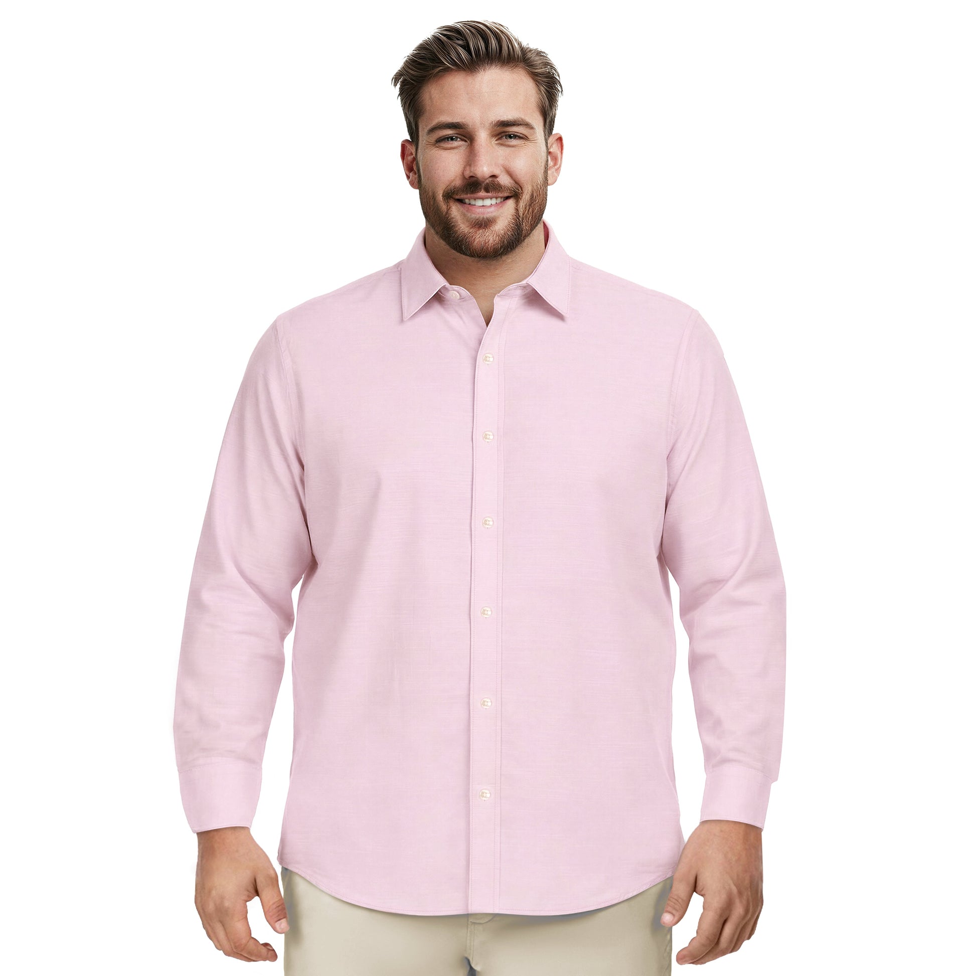 Izod BIG & TALL LUXURY SPORT L/S BUTTON-DOWN SHIRT - PASTEL LILAC