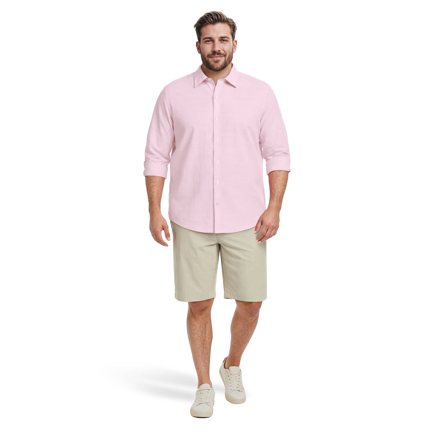 Izod BIG & TALL LUXURY SPORT L/S BUTTON-DOWN SHIRT - PASTEL LILAC