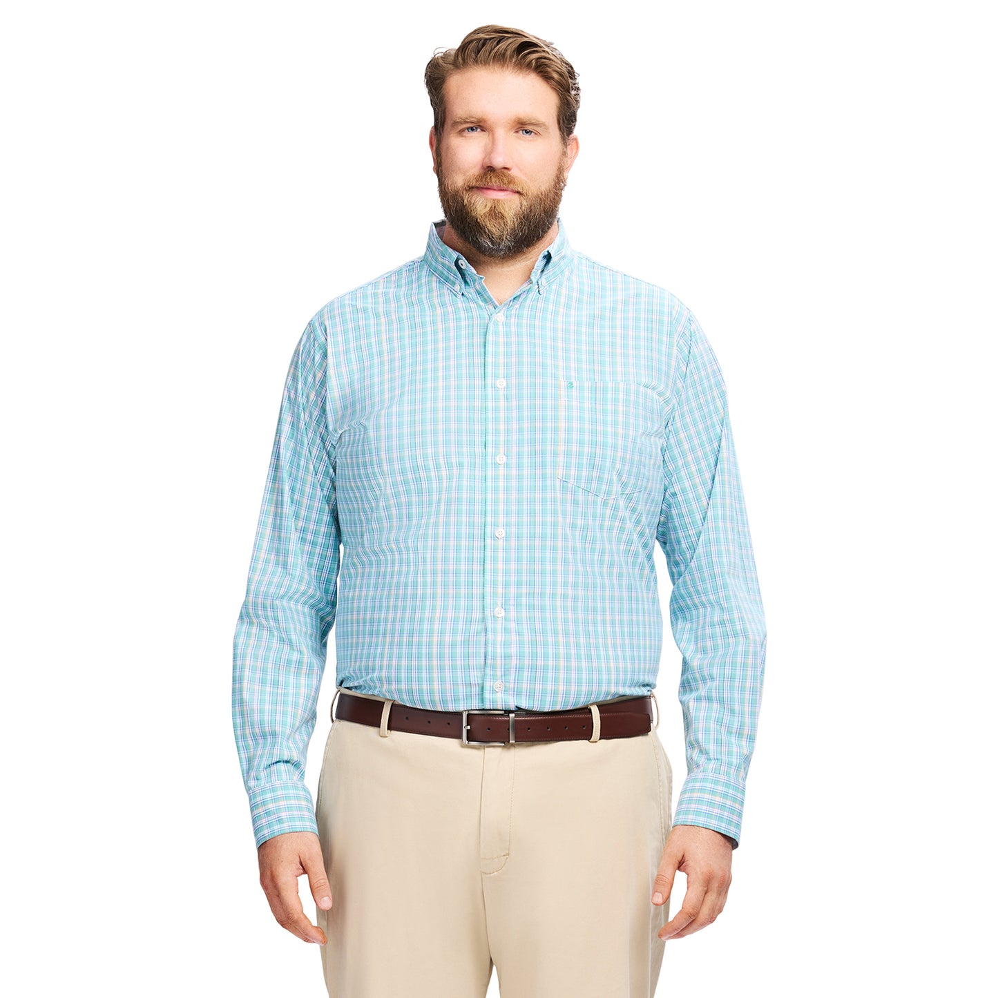 Izod Big & Tall Performance Comfort L/S Shirt - Wasabi