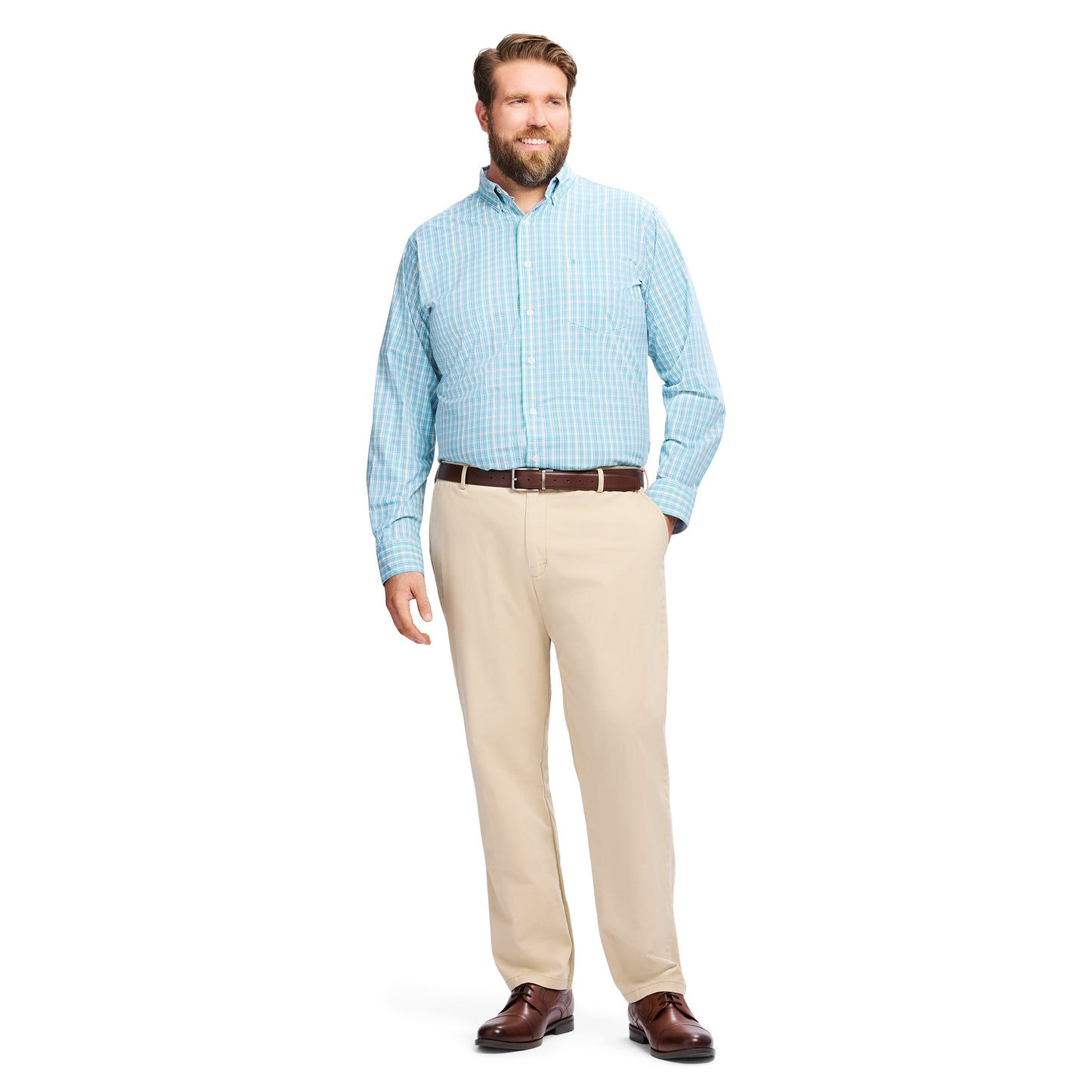 Izod Big & Tall Performance Comfort L/S Shirt - Wasabi