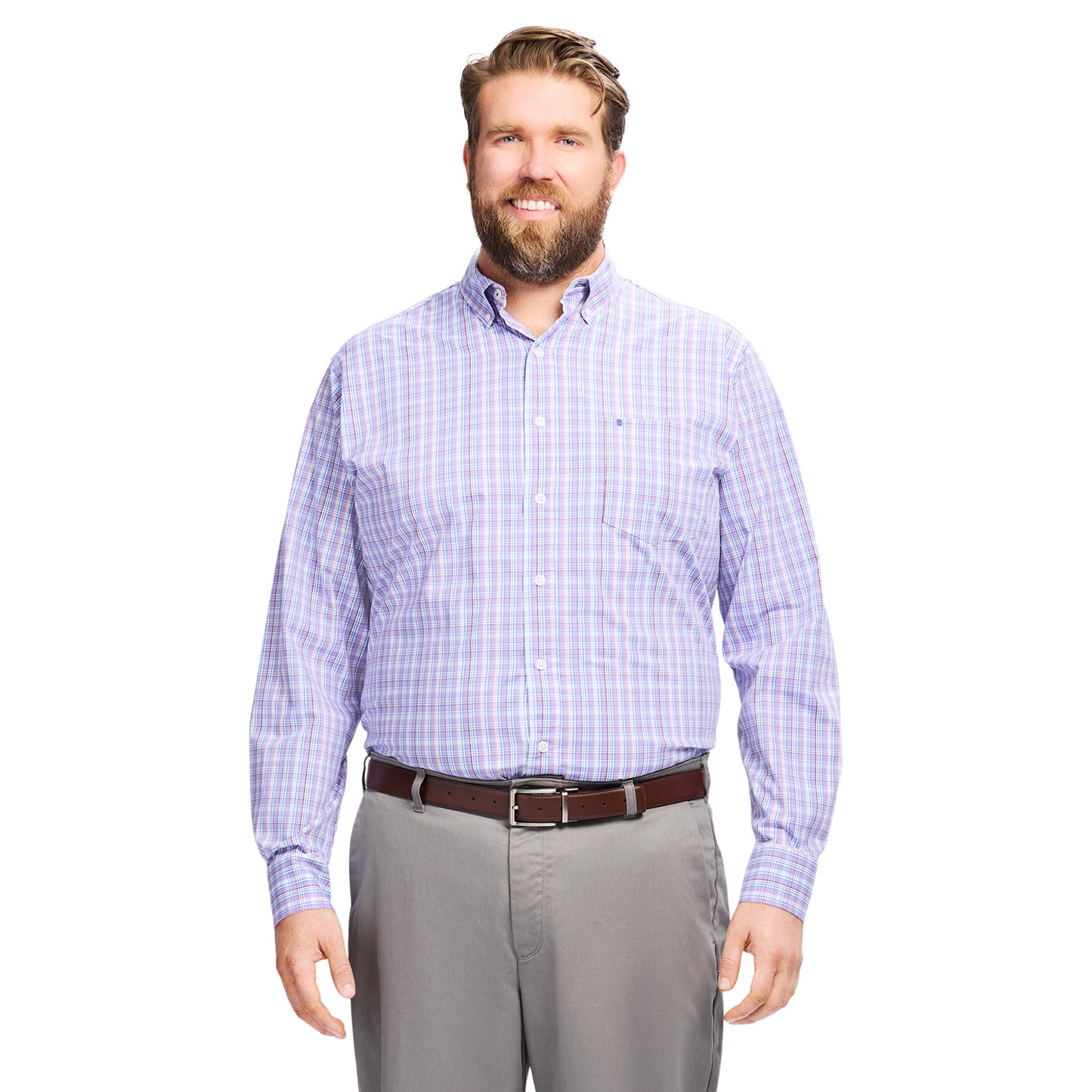 Izod Big & Tall Performance Comfort L/S Shirt - English Lavender