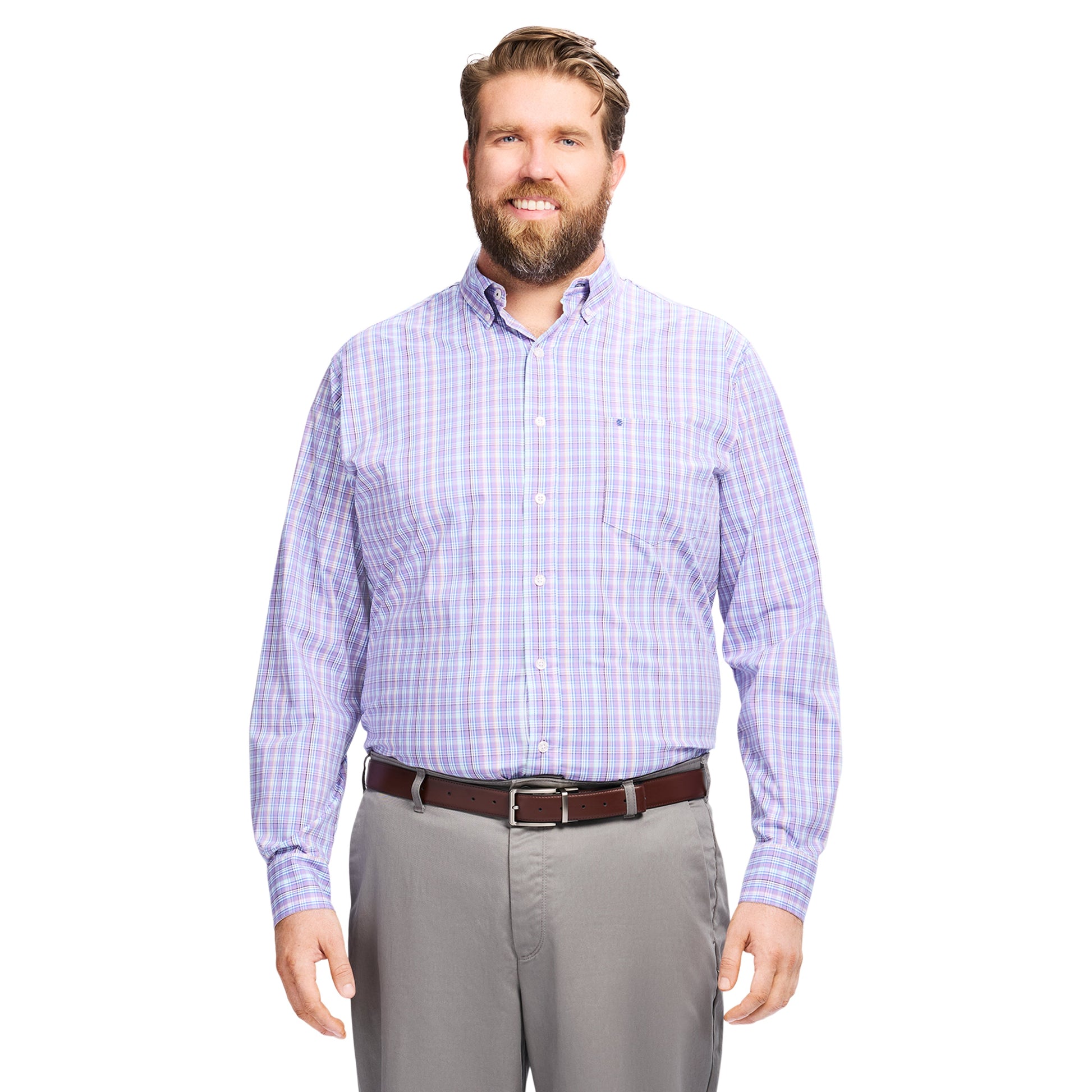 Izod Big & Tall Performance Comfort L/S Shirt - English Lavender
