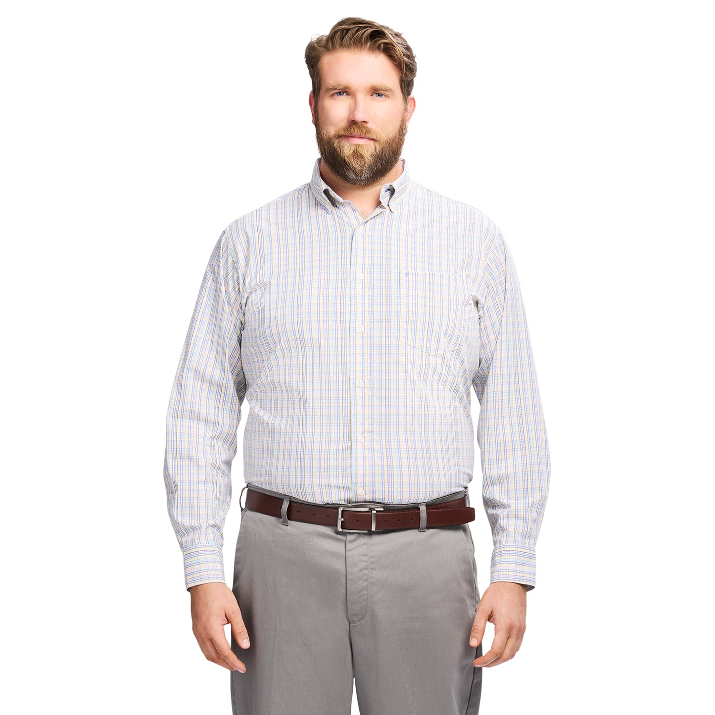 Izod Big & Tall Performance Comfort L/S Shirt - Lemon Meringue