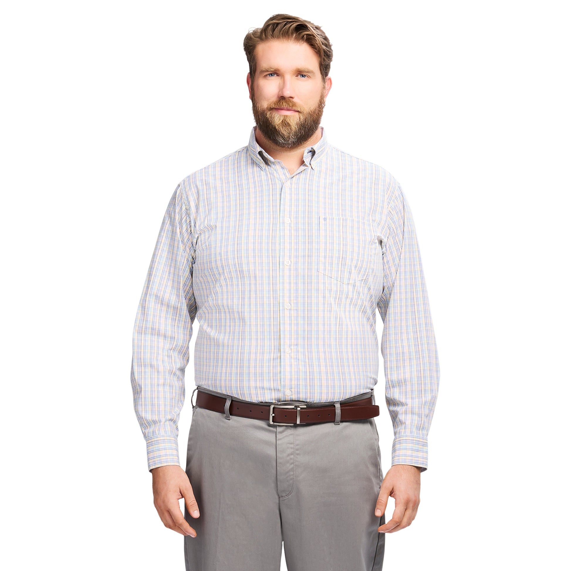 Izod Big & Tall Performance Comfort L/S Shirt - Lemon Meringue