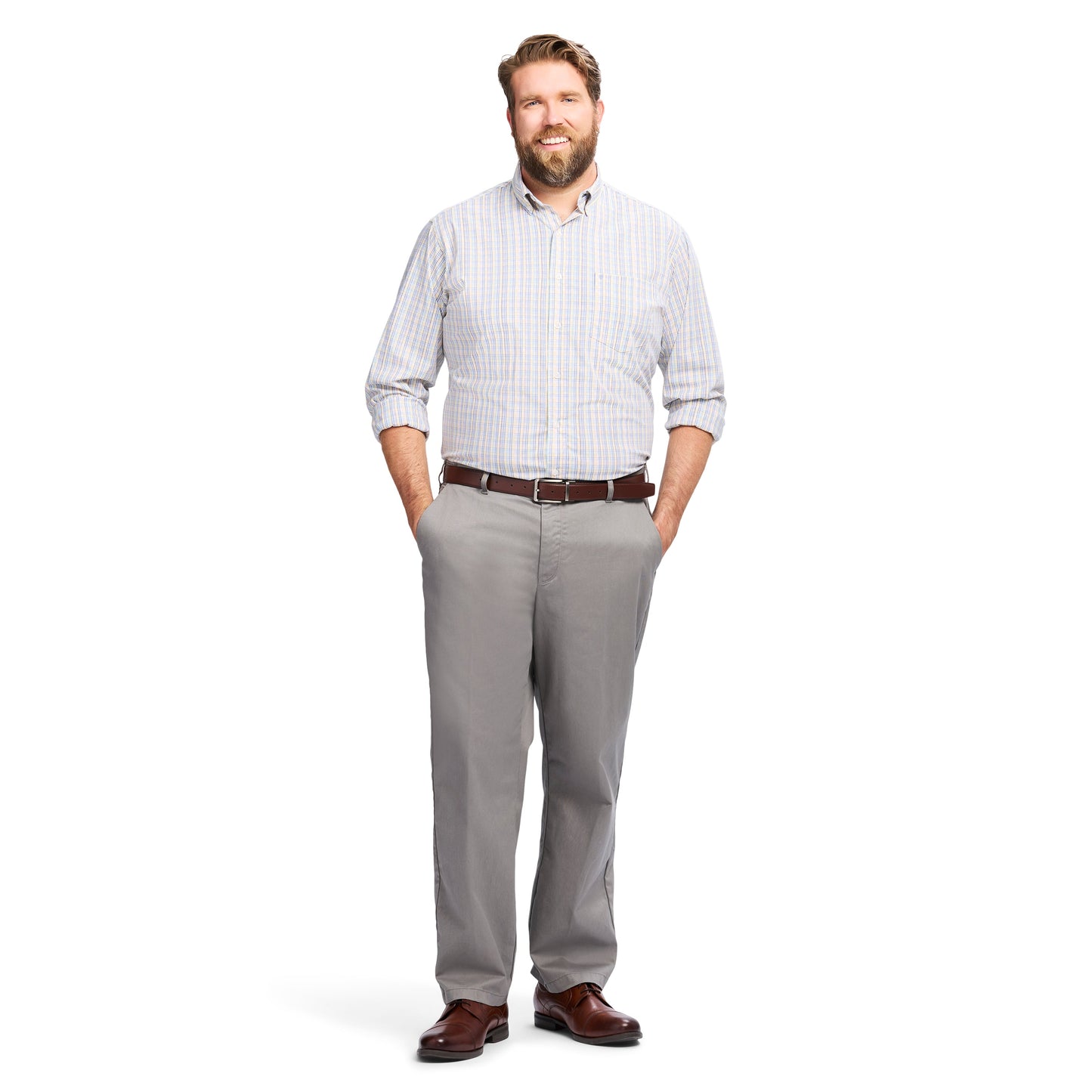 Izod Big & Tall Performance Comfort L/S Shirt - Lemon Meringue