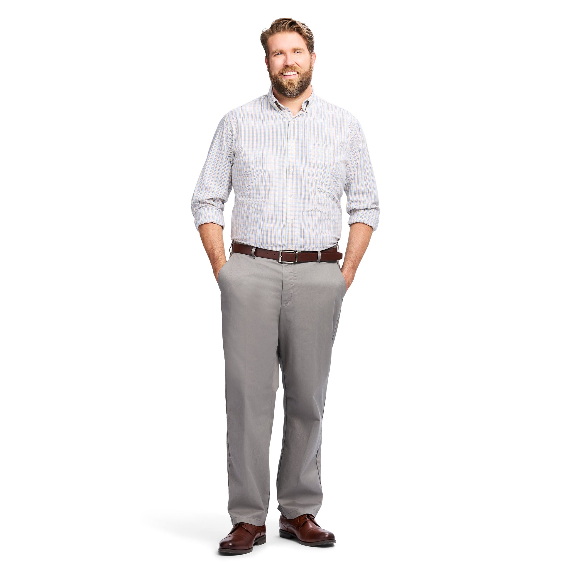 Izod Big & Tall Performance Comfort L/S Shirt - Lemon Meringue
