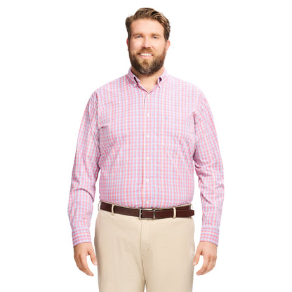 Izod Big & Tall Performance Comfort L/S Shirt - Pink Lemonade