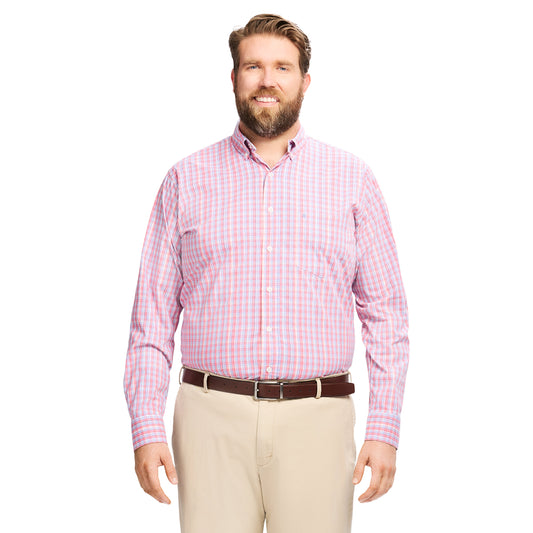 Izod Big & Tall Performance Comfort L/S Shirt - Pink Lemonade