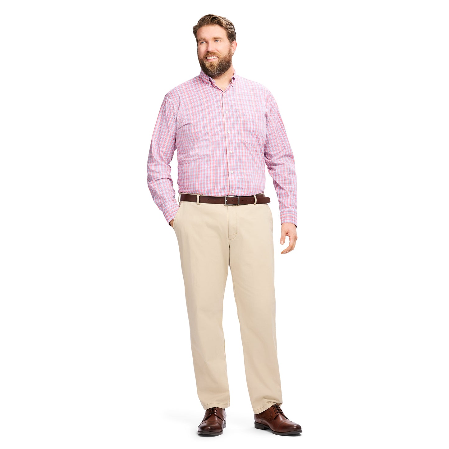 Izod Big & Tall Performance Comfort L/S Shirt - Pink Lemonade