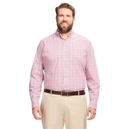 Izod Big & Tall Performance Comfort L/S Shirt - Coral Rose