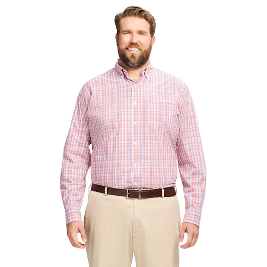Izod Big & Tall Performance Comfort L/S Shirt - Coral Rose