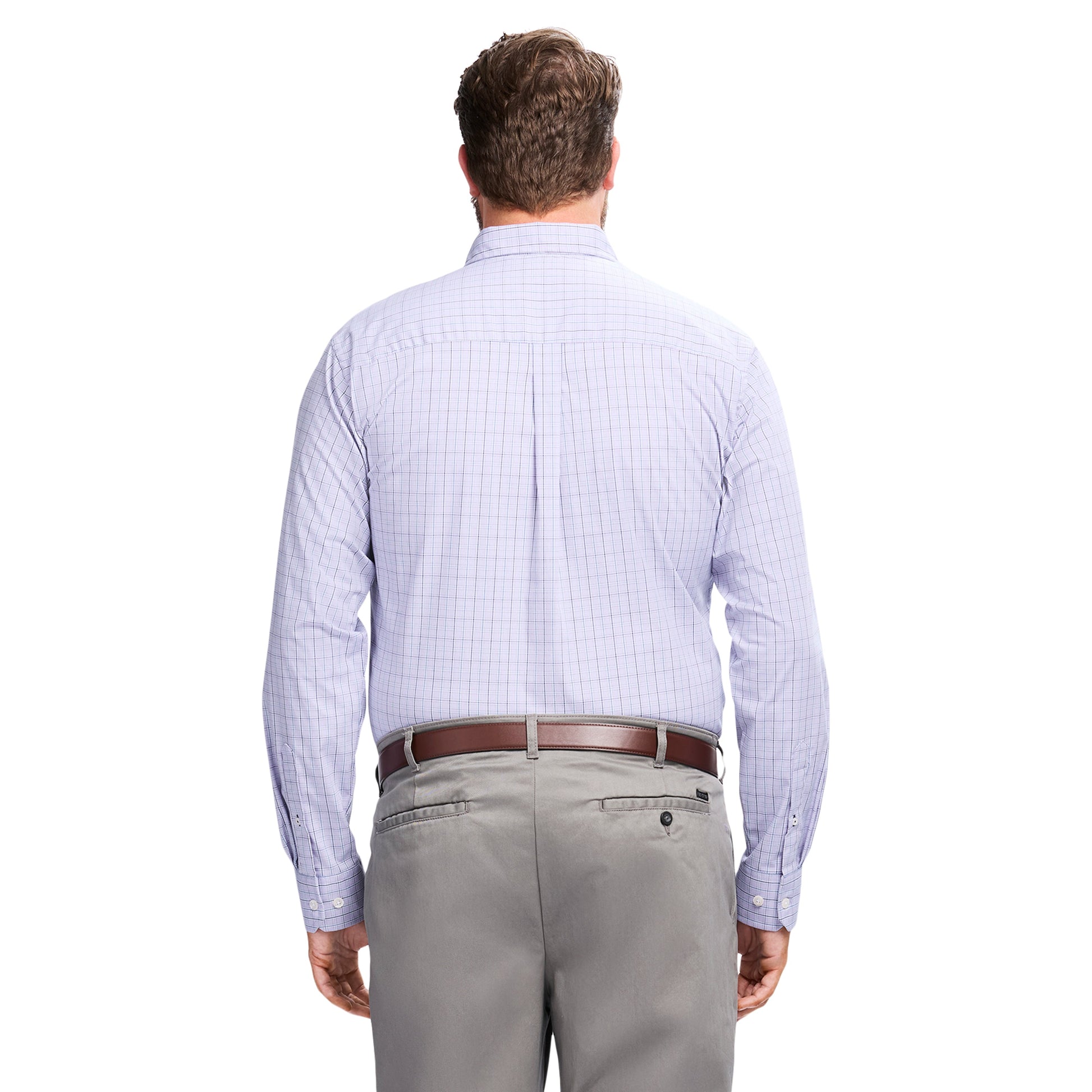 Izod Big & Tall Performance Comfort L/S Plaid Shirt - Pastel Lilac