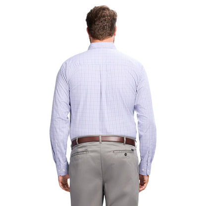 Izod Big & Tall Performance Comfort L/S Plaid Shirt - Pastel Lilac
