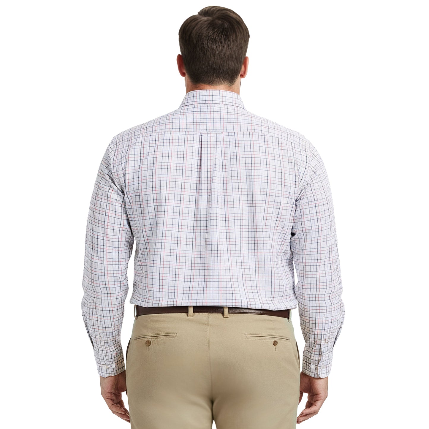 Izod Big & Tall Performance Comfort L/S Plaid Shirt - Fandango Pink