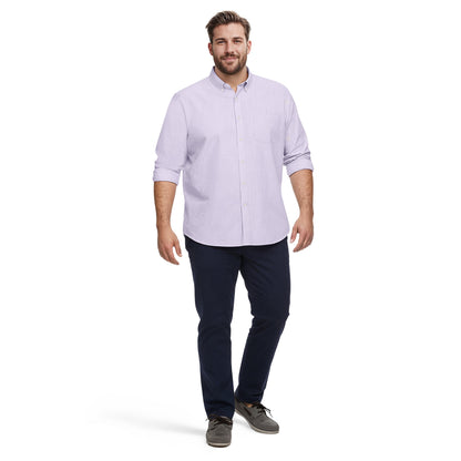 Izod BIG & TALL LUXURY SPORT L/S STRIPED SHIRT - PASTEL LILAC