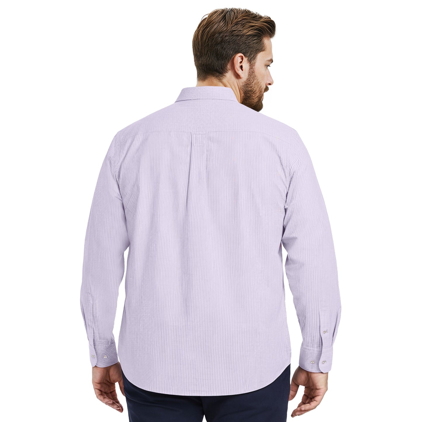 Izod BIG & TALL LUXURY SPORT L/S STRIPED SHIRT - PASTEL LILAC
