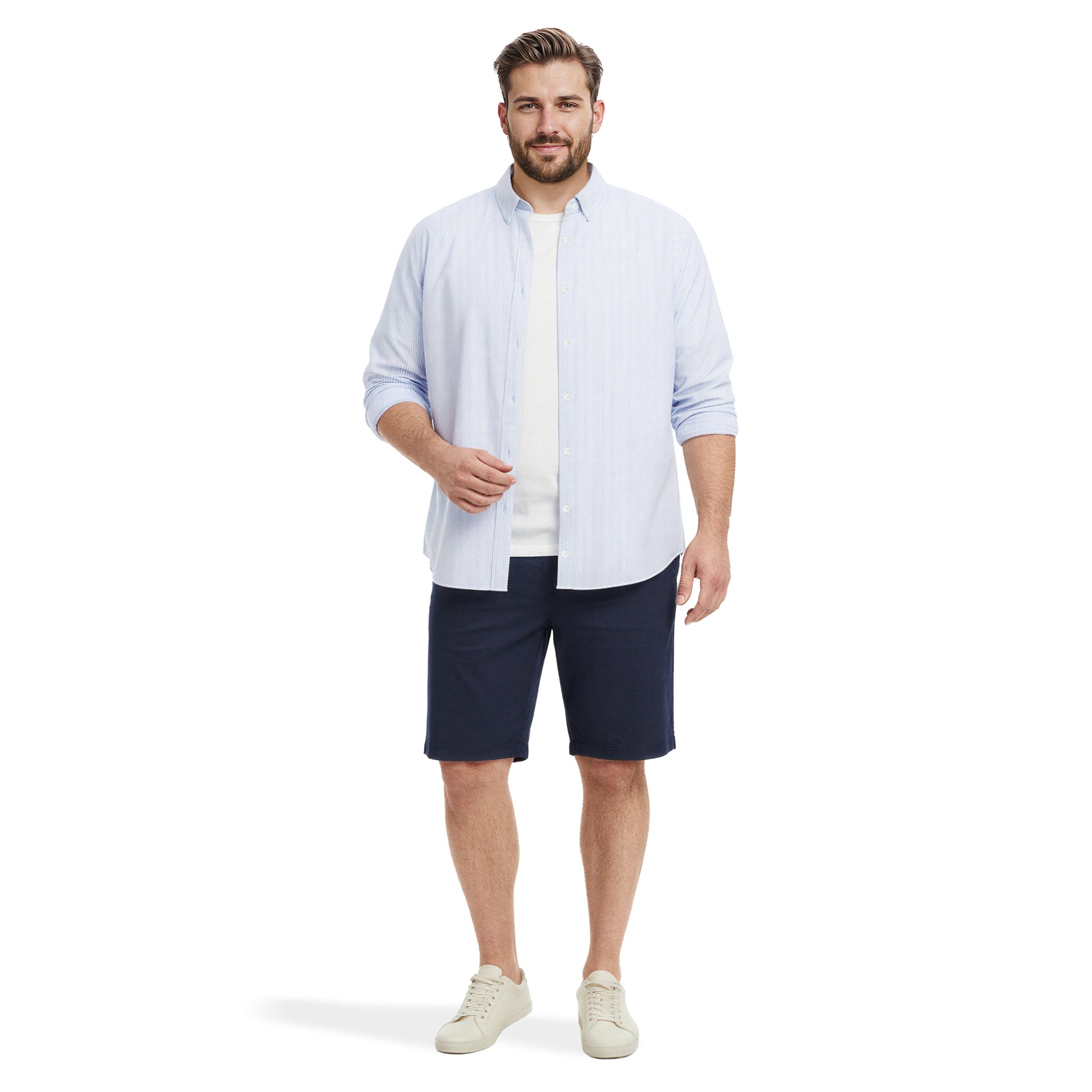 Izod BIG & TALL LUXURY SPORT L/S STRIPED SHIRT - PLACID BLUE
