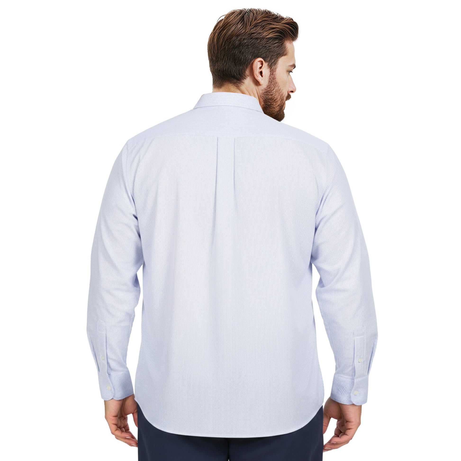 Izod BIG & TALL LUXURY SPORT L/S STRIPED SHIRT - PLACID BLUE