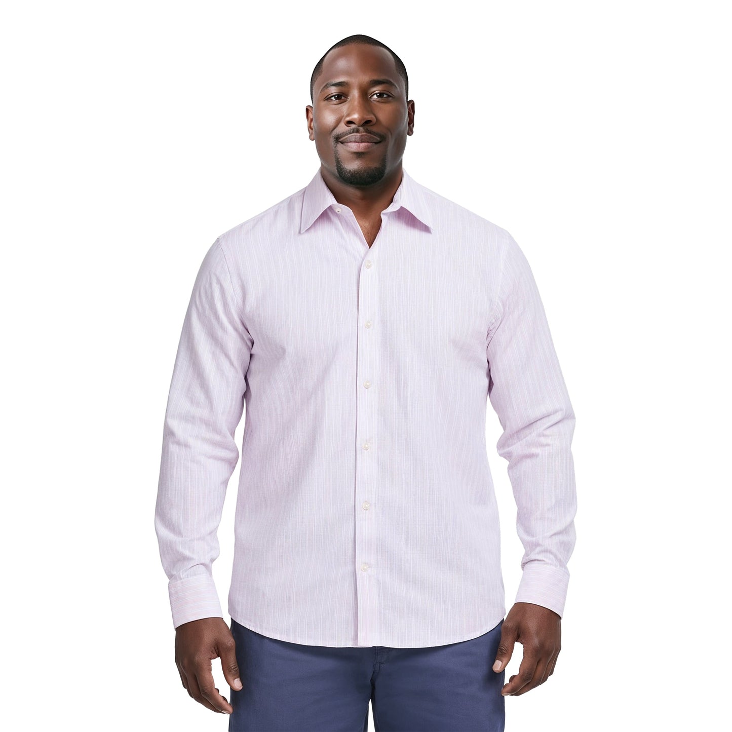 Izod BIG & TALL LUXURY SPORT L/S STRIPED SHIRT - ROSE SHADOW
