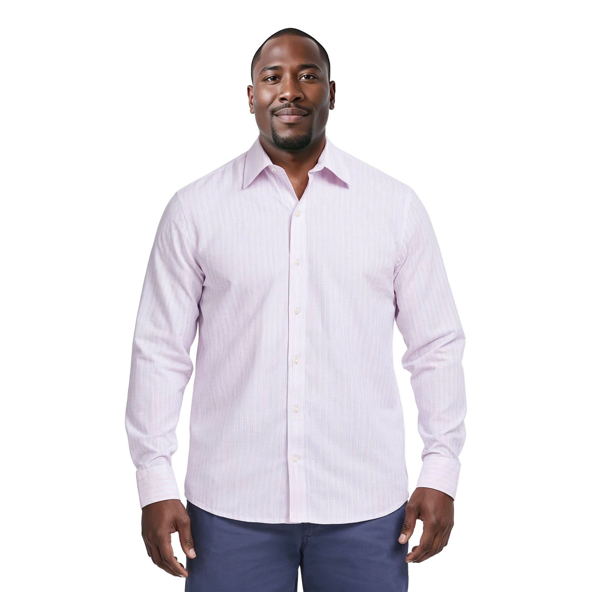 Izod BIG & TALL LUXURY SPORT L/S STRIPED SHIRT - ROSE SHADOW