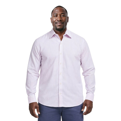 Izod BIG & TALL LUXURY SPORT L/S STRIPED SHIRT - ROSE SHADOW