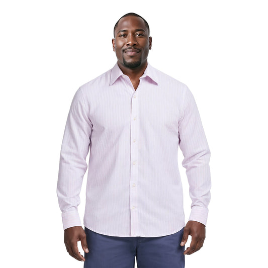 Izod BIG & TALL LUXURY SPORT L/S STRIPED SHIRT - ROSE SHADOW