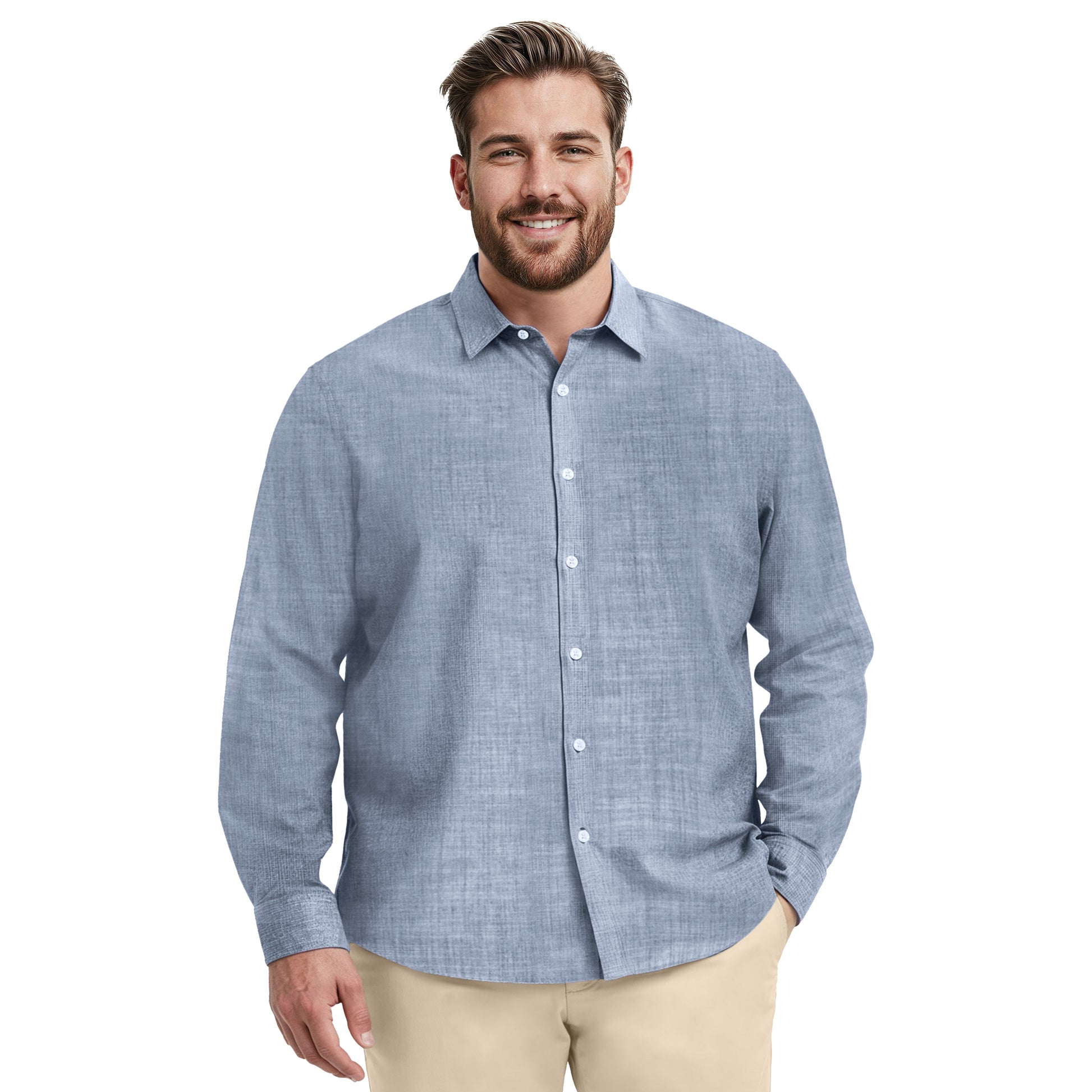 Izod BIG & TALL LUXURY SPORT L/S SHIRT - TWILIGHT BLUE
