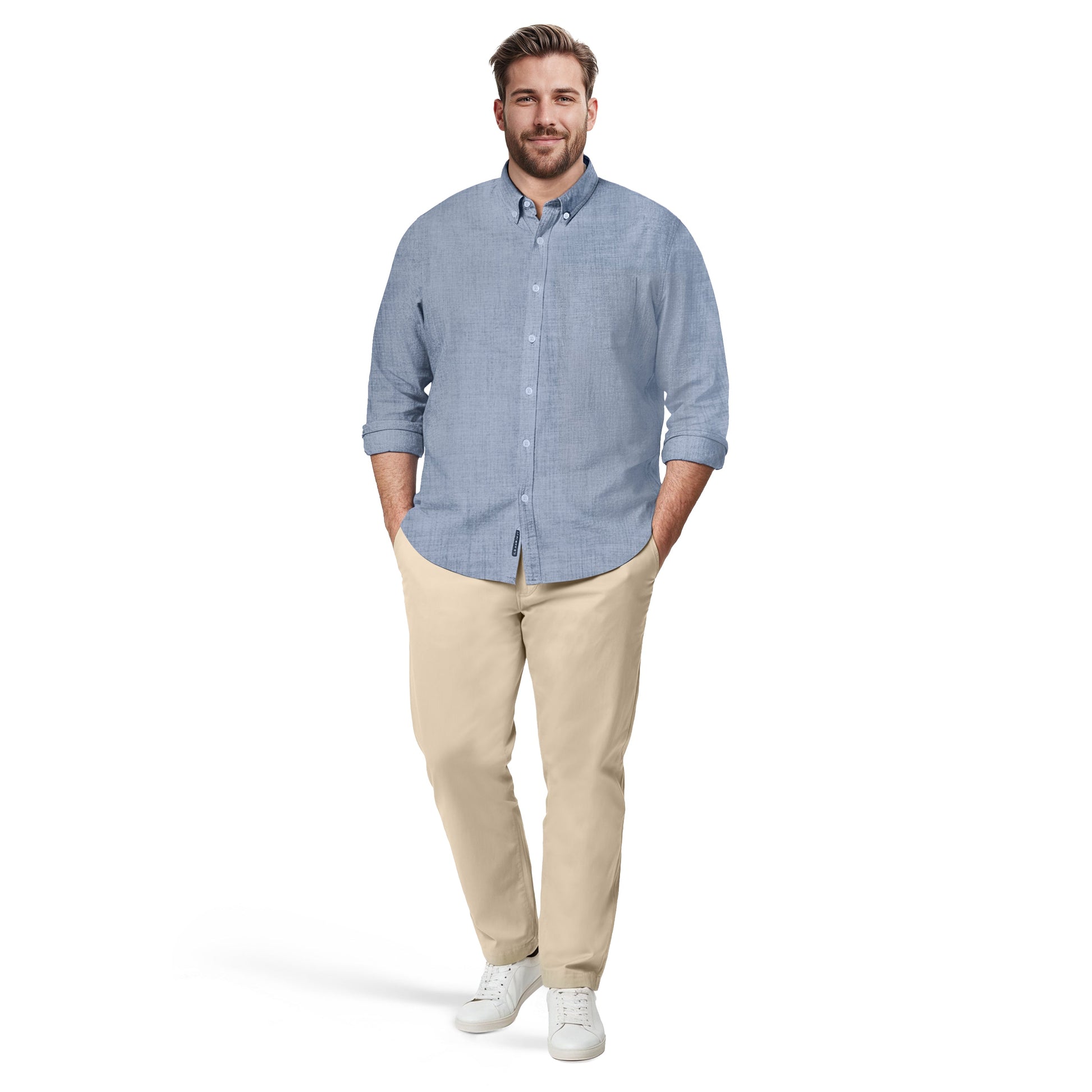 Izod BIG & TALL LUXURY SPORT L/S SHIRT - TWILIGHT BLUE