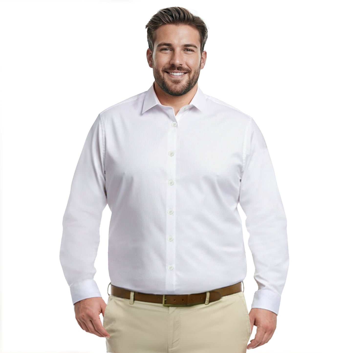 Izod BIG & TALL LUXURY SPORT L/S SHIRT - BRIGHT WHITE