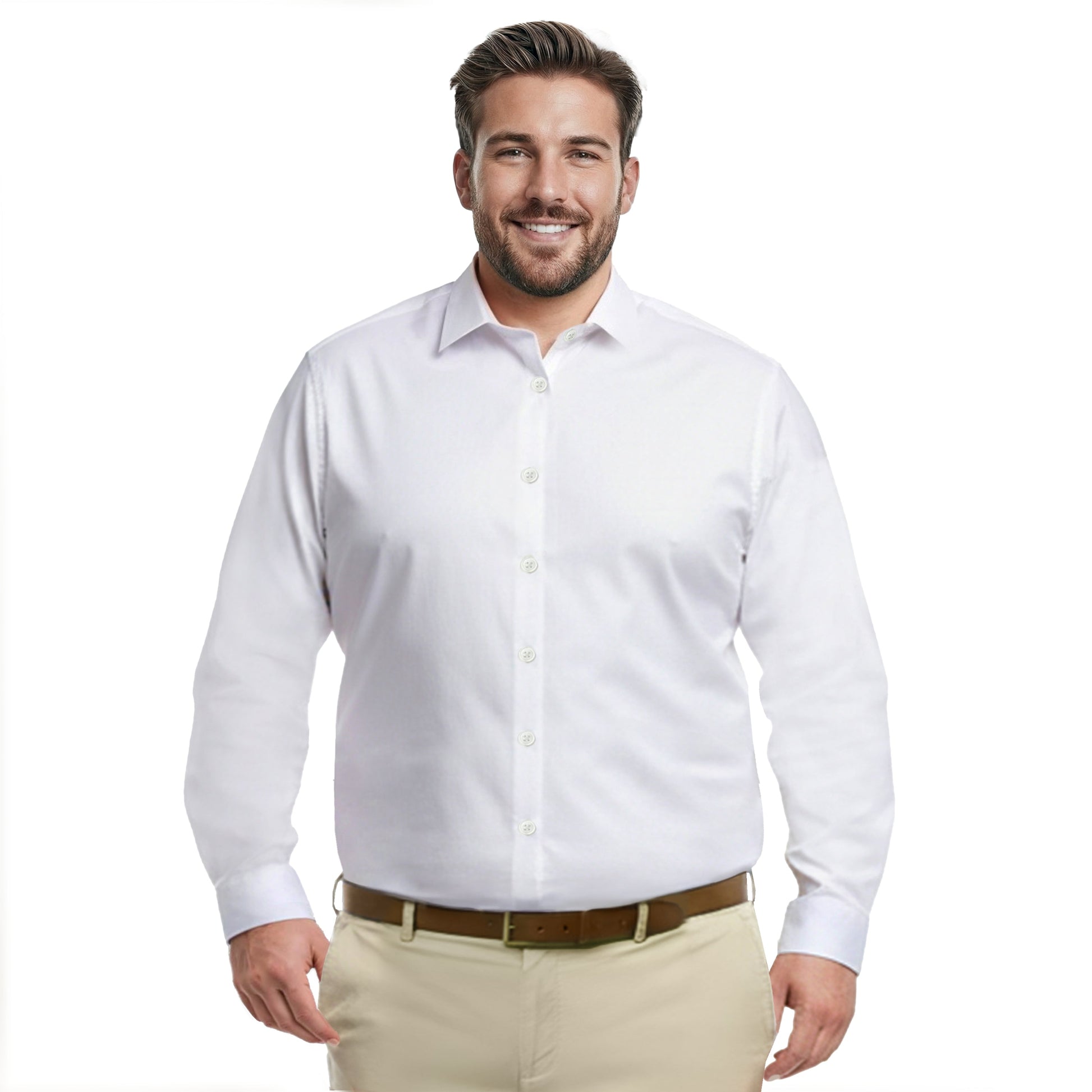 Izod BIG & TALL LUXURY SPORT L/S SHIRT - BRIGHT WHITE
