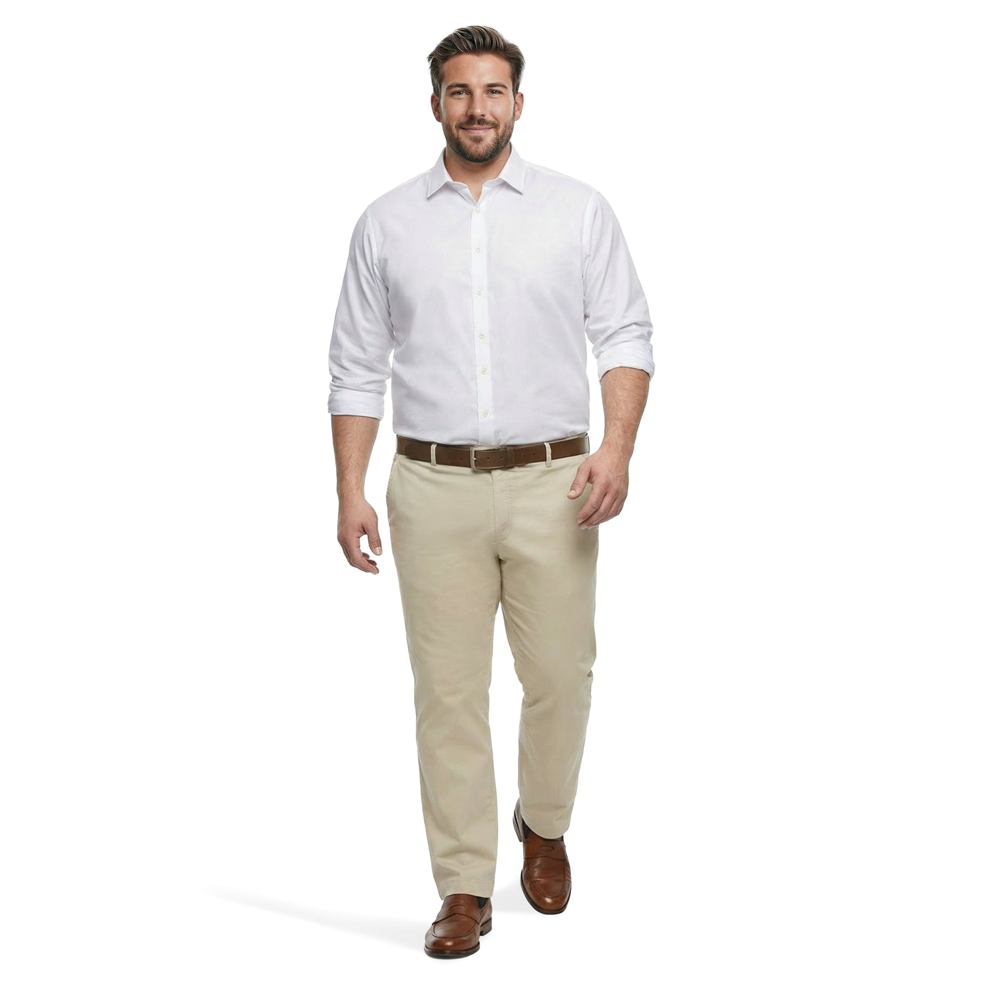 Izod BIG & TALL LUXURY SPORT L/S SHIRT - BRIGHT WHITE