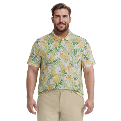 Izod BIG & TALL SUNSHIELD PERFORMANCE S/S PRINTED POLO - LEMON DROP