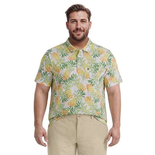 Izod BIG & TALL SUNSHIELD PERFORMANCE S/S PRINTED POLO - LEMON DROP